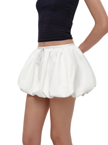 Classic Pleated Balloon Skirt with Waist Tie