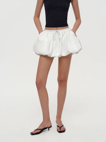 Classic Pleated Balloon Skirt with Waist Tie