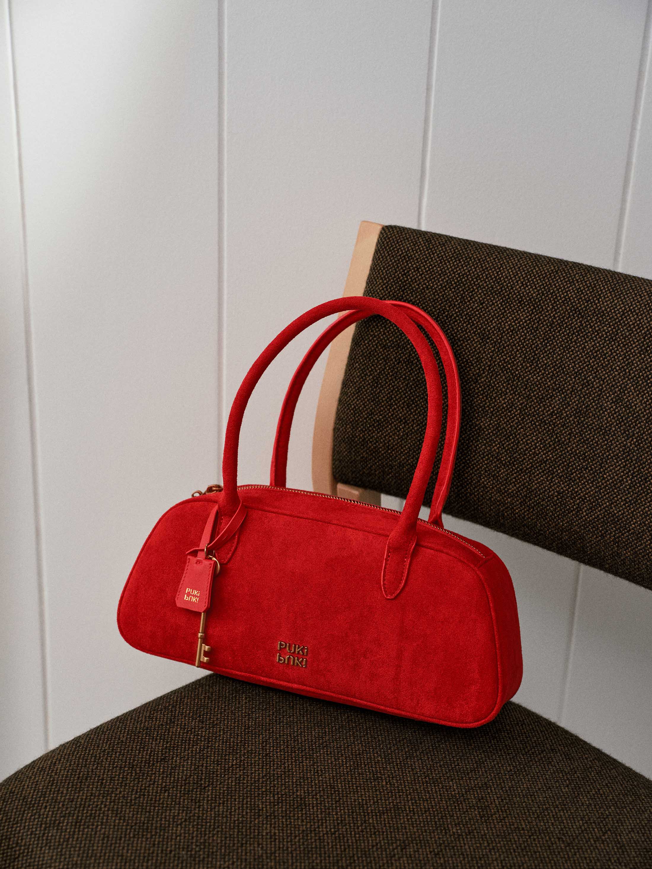 Vintage Suede Full-Grain Leather Boston Bag