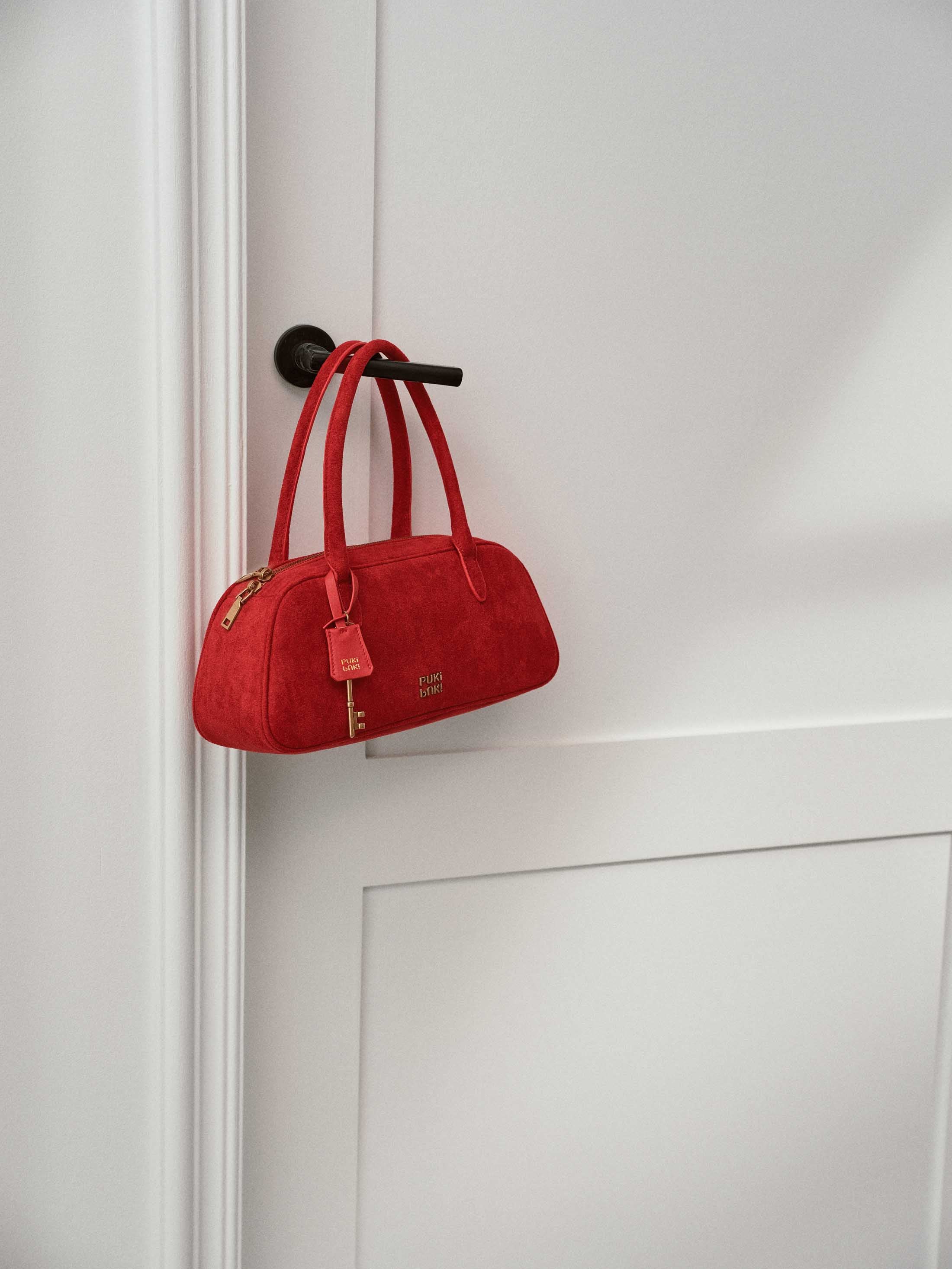 Vintage Suede Full-Grain Leather Boston Bag