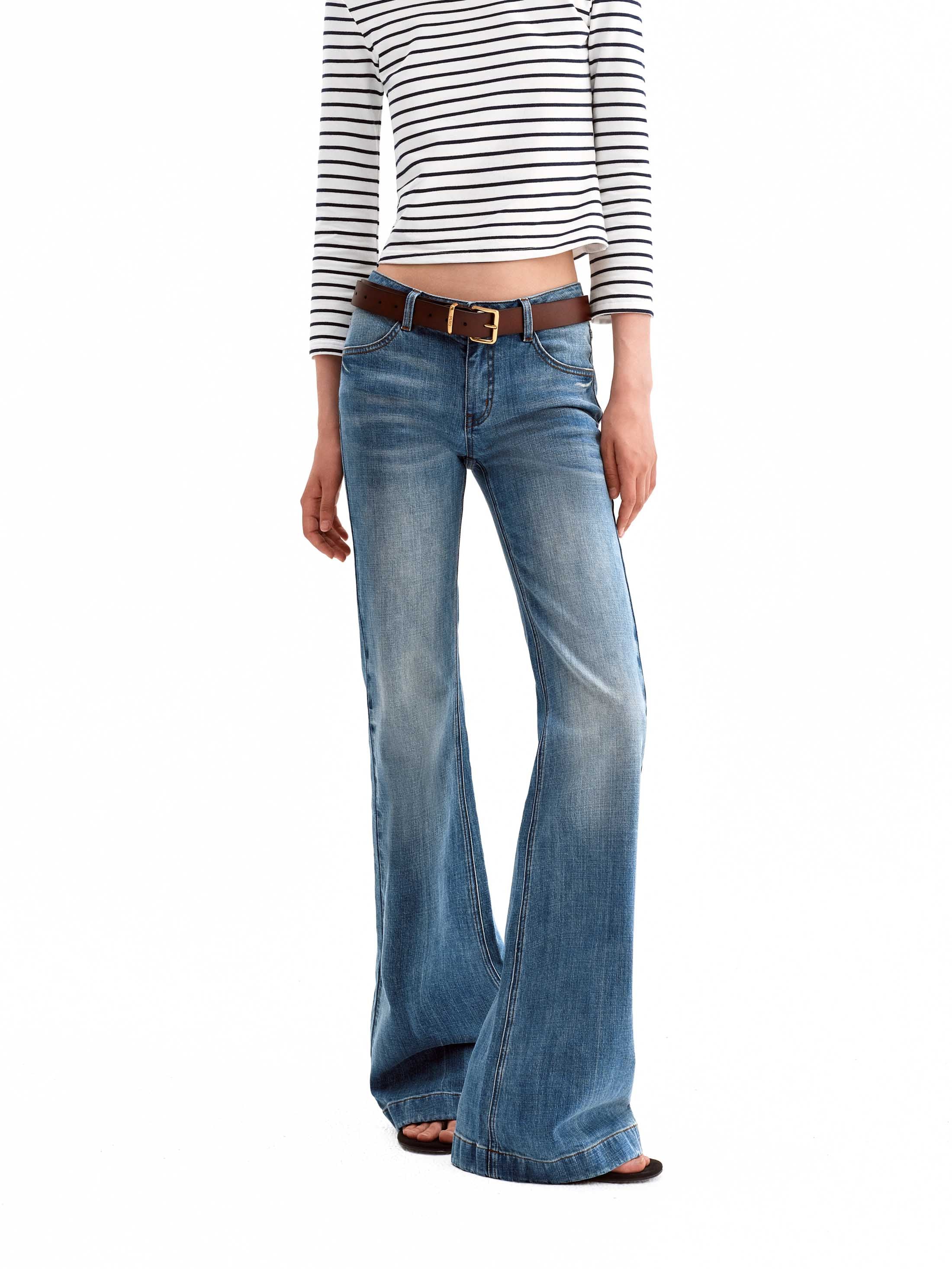 Vintage Mid-Low Rise Stretch Flared Denim Pants