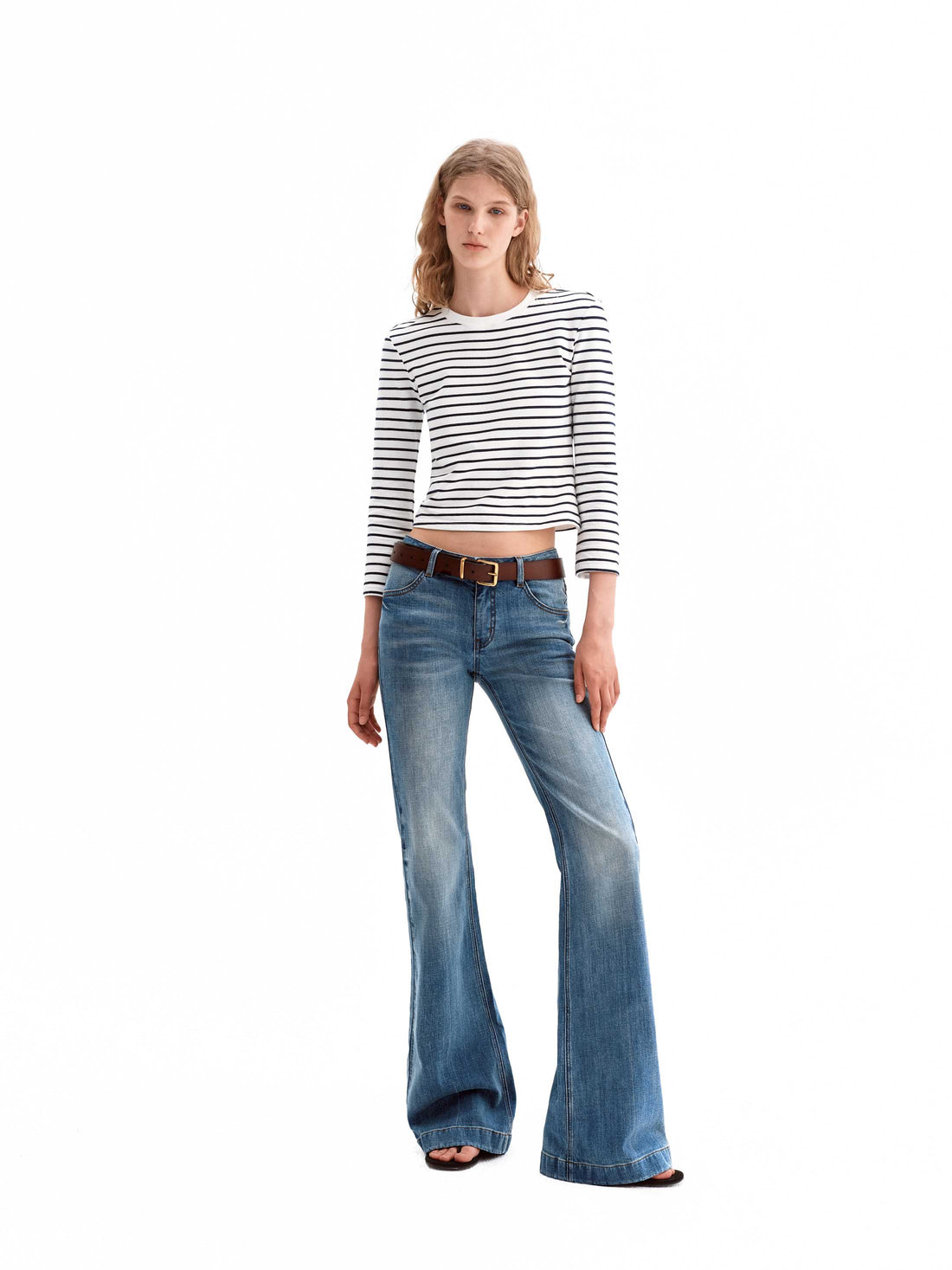 Vintage Mid-Low Rise Stretch Flared Denim Pants