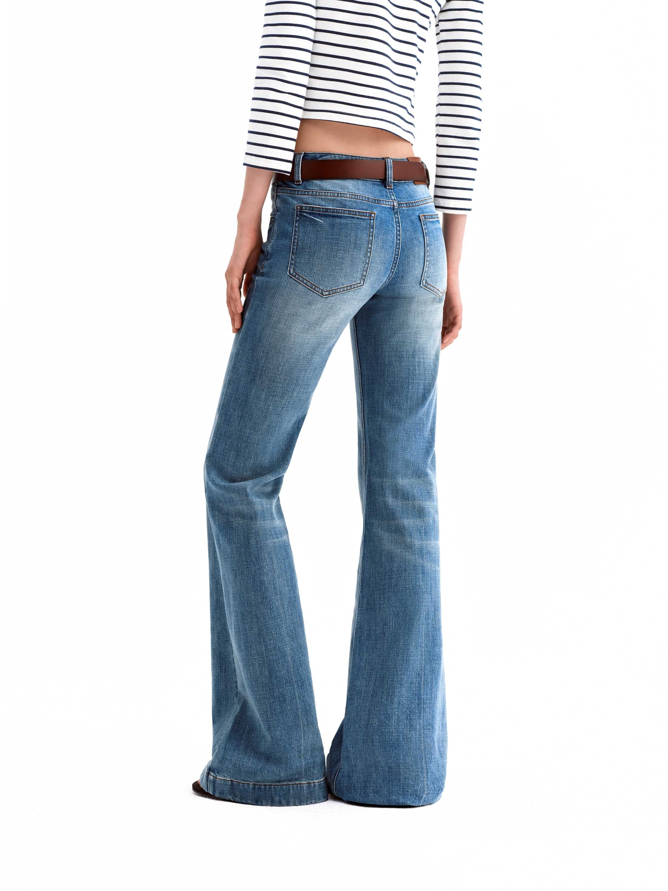 Vintage Mid-Low Rise Stretch Flared Denim Pants