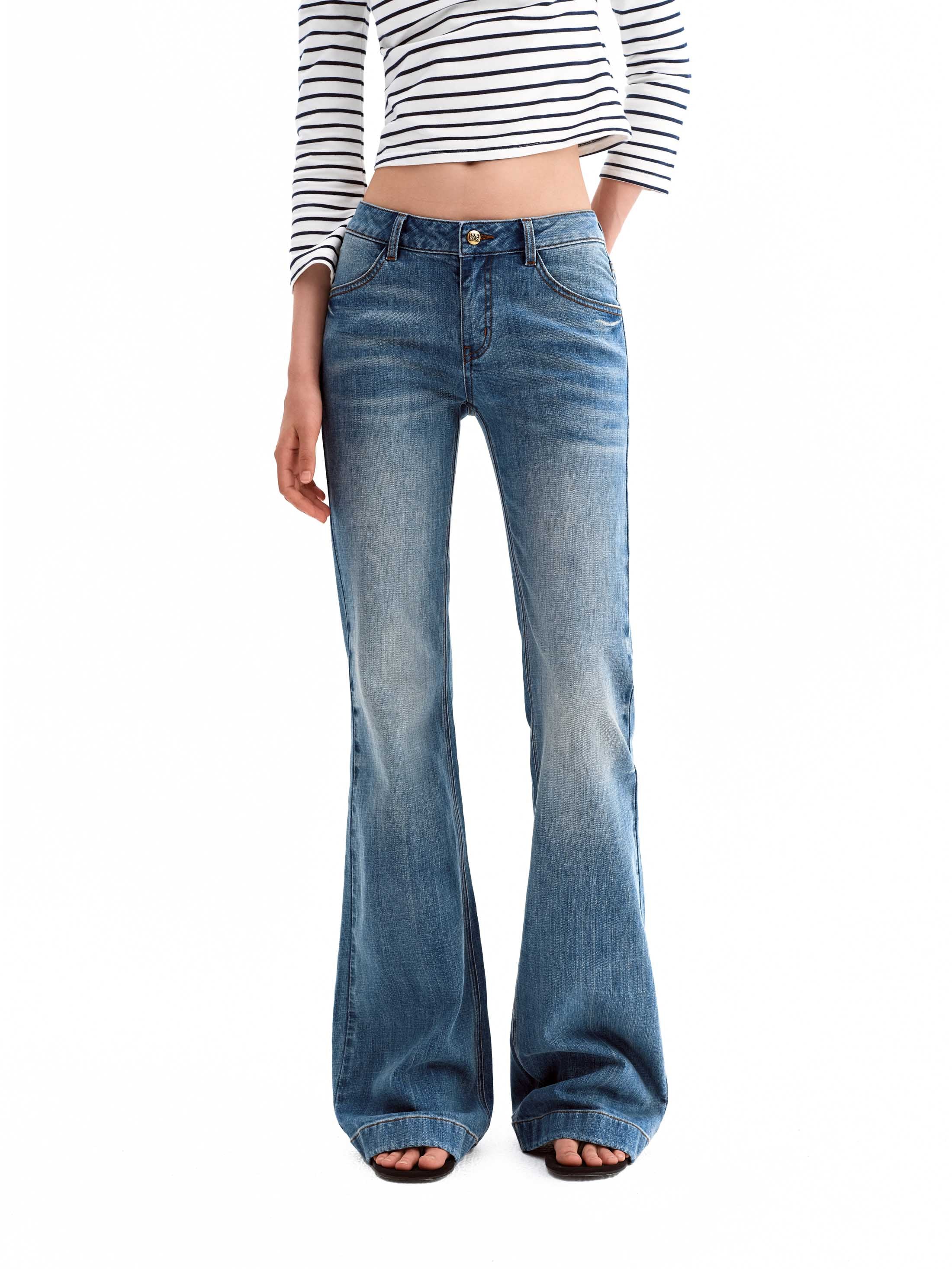 Vintage Mid-Low Rise Stretch Flared Denim Pants