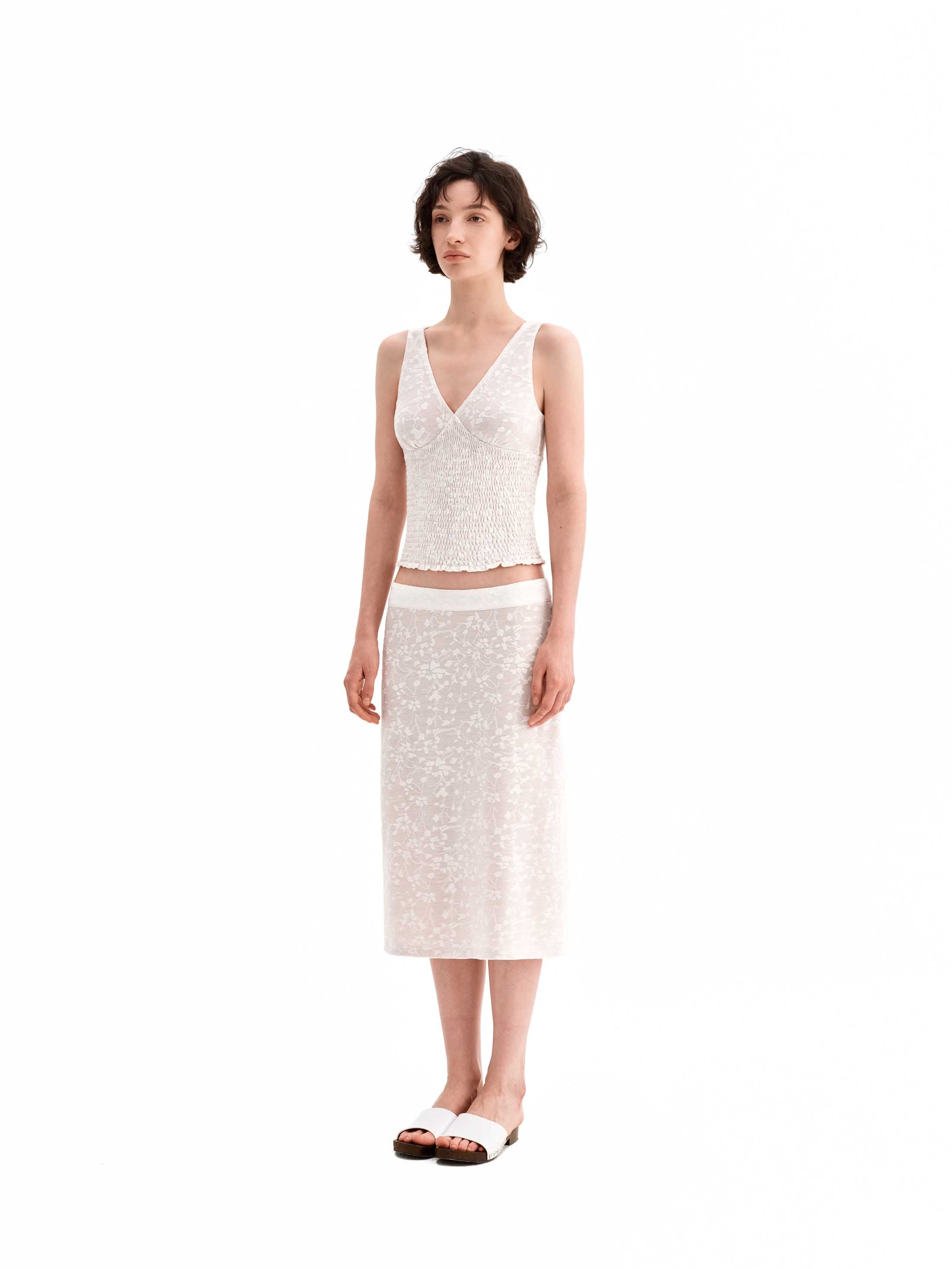 Jacquard Textured Sleeveless Top & Skirt Set