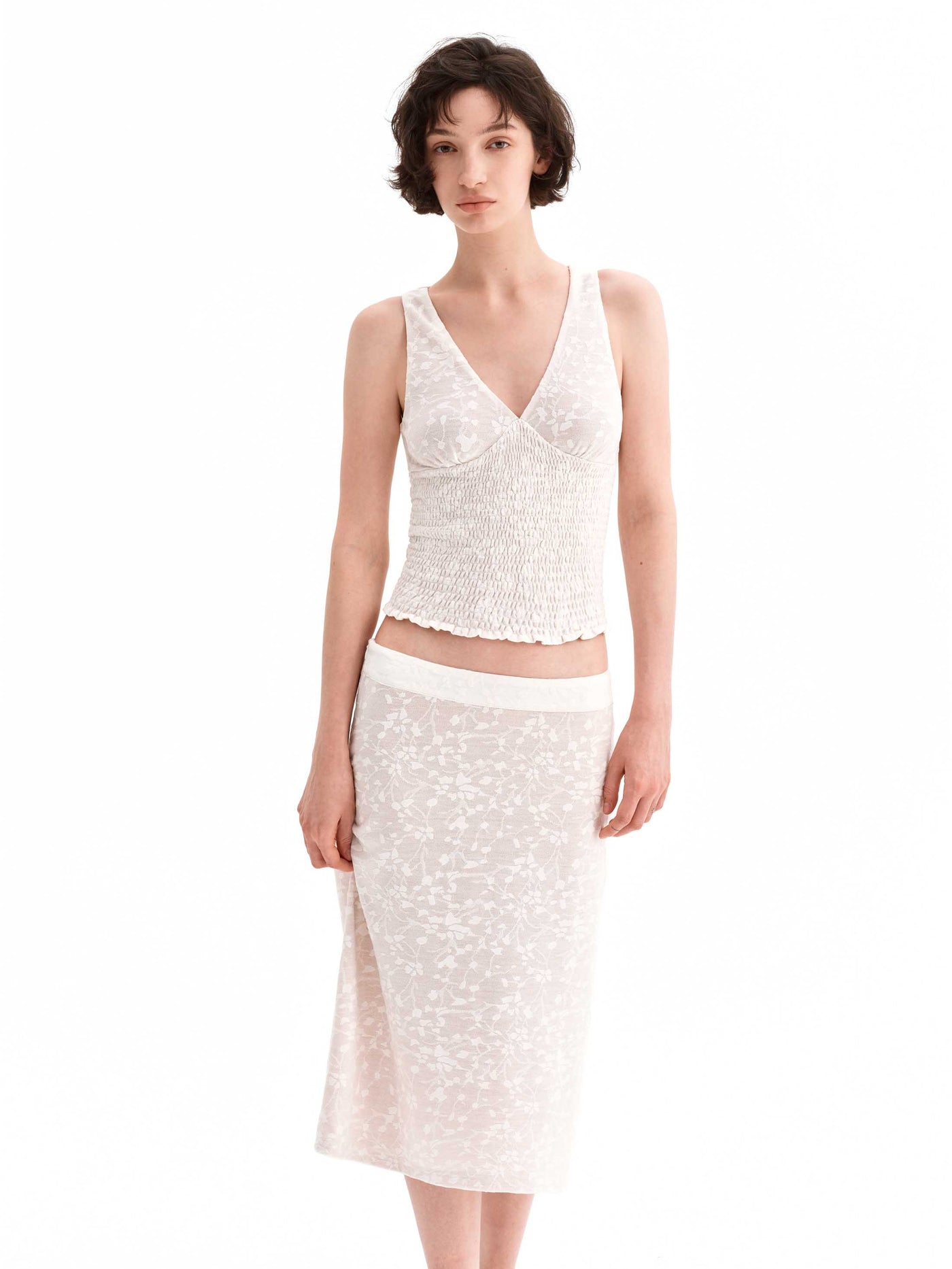 Jacquard Textured Sleeveless Set