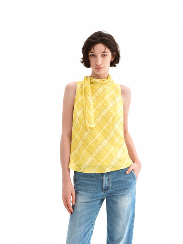 Linen Halter Back Bow Top