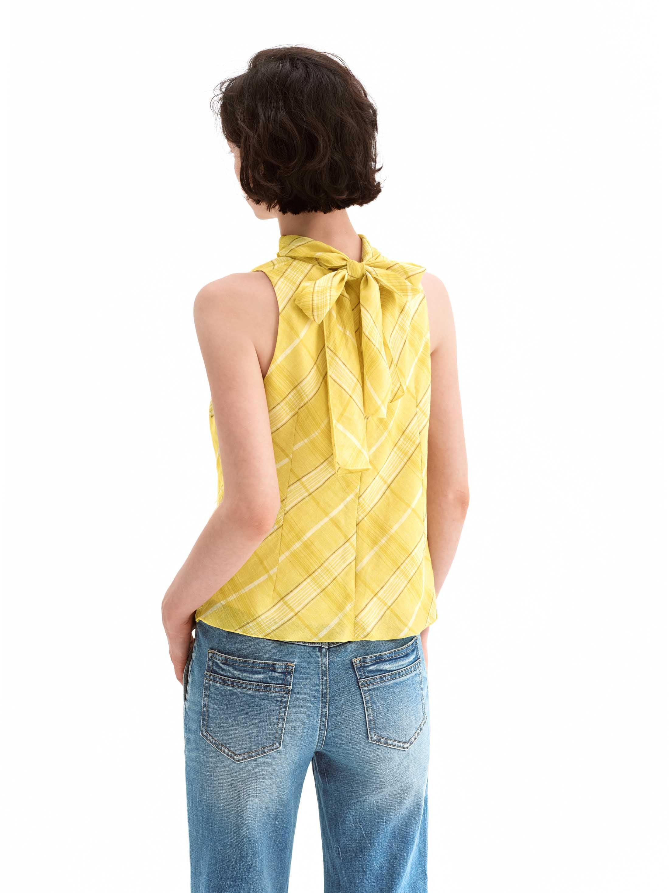 Linen Halter Back Bow Top