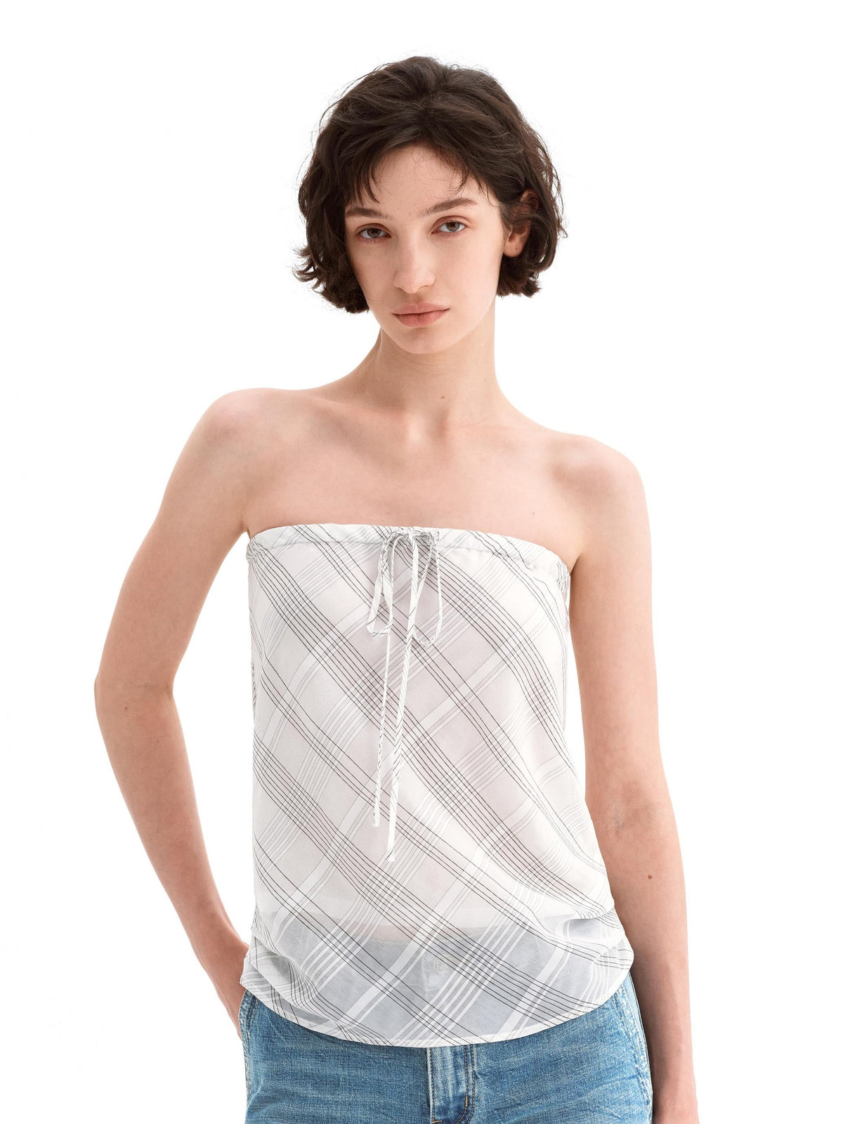 Sheer Textured Off-Shoulder Top