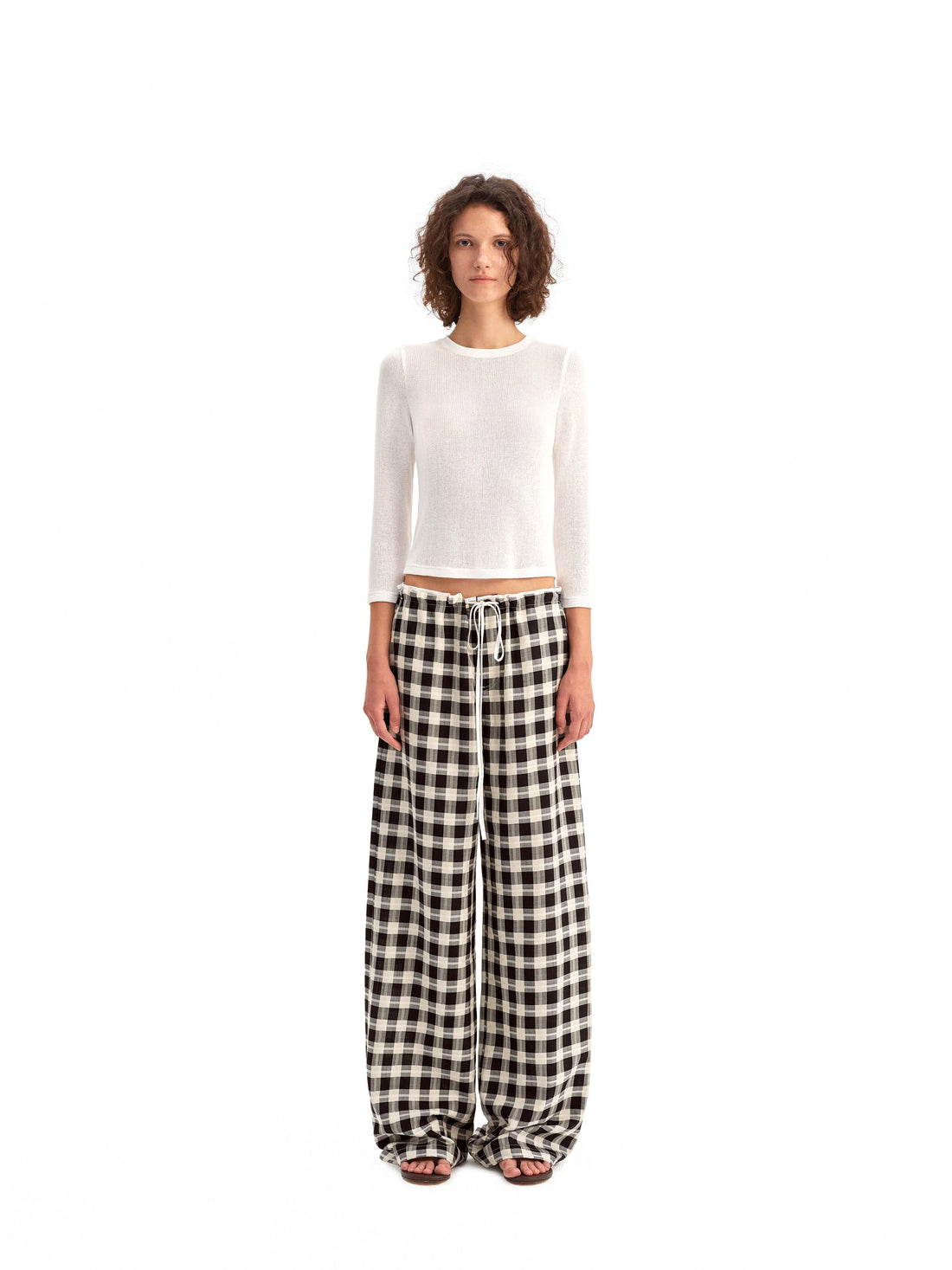 Plaid Relaxed Cotton Trousers