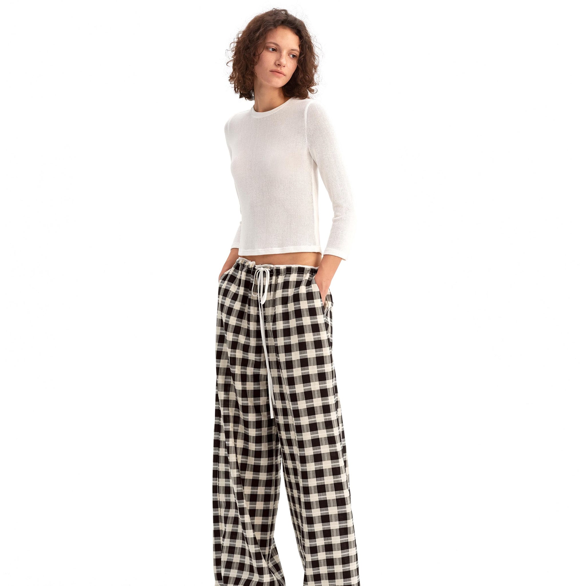 Plaid Relaxed-Fit Pants