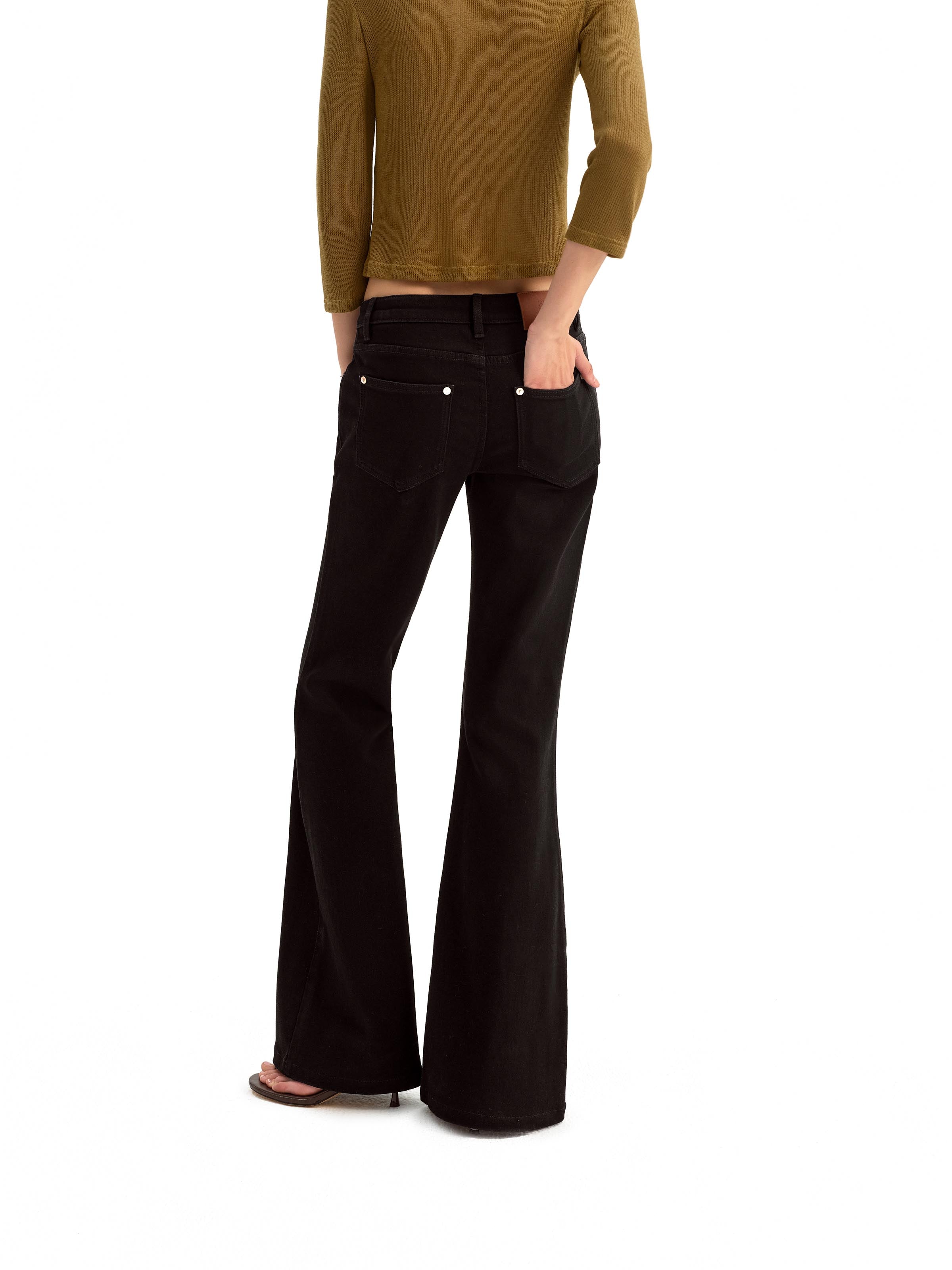 Black Micro Fflared Jeans