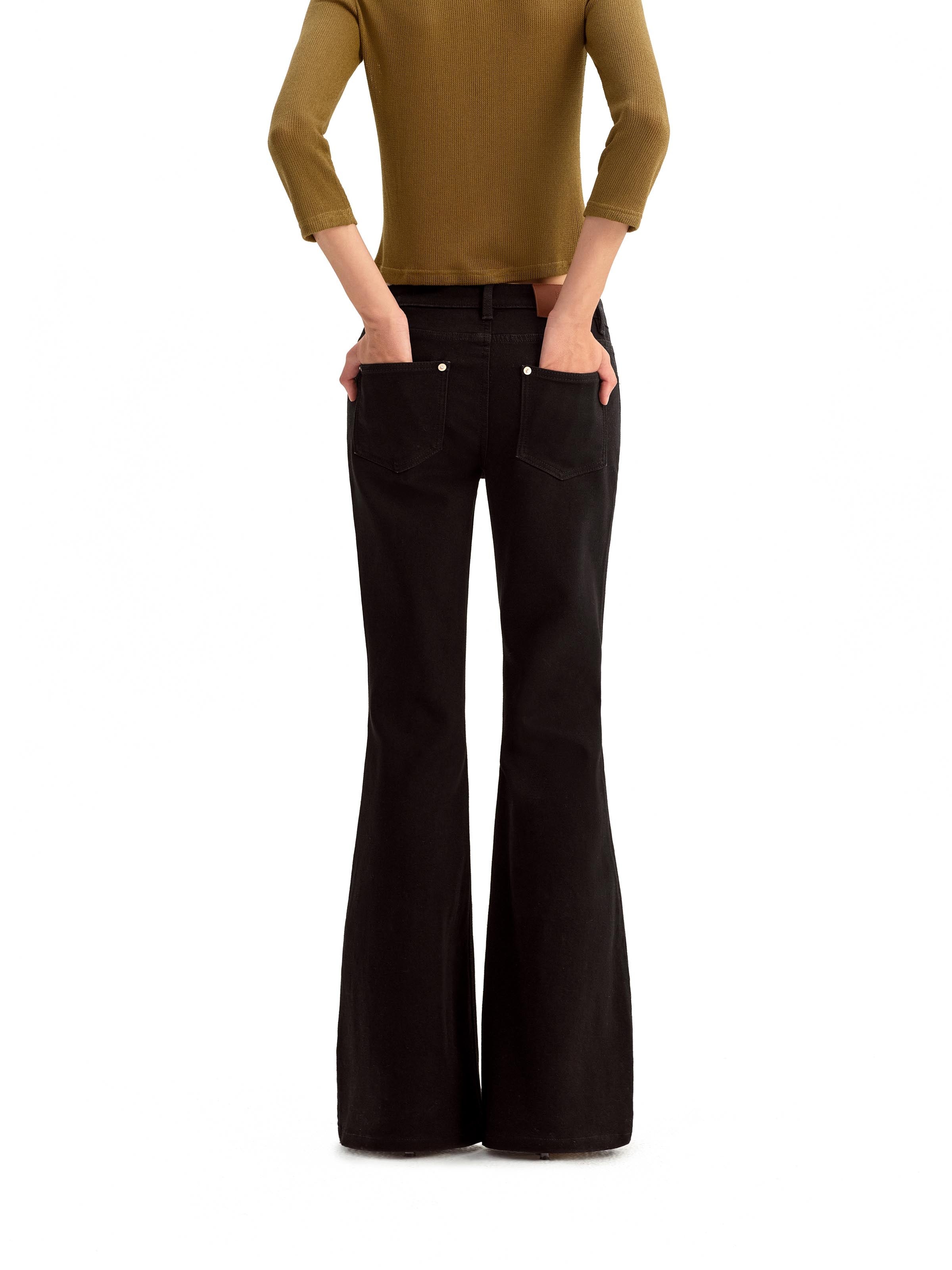 Black Micro Fflared Jeans