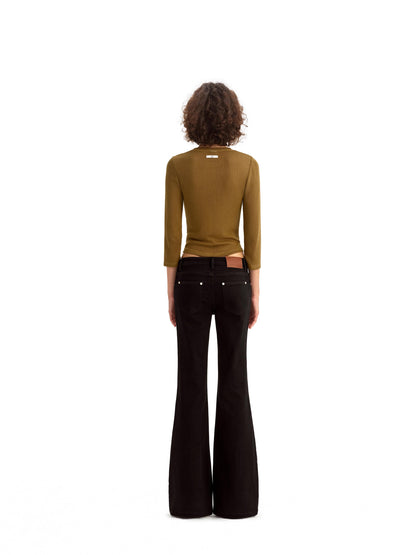Black Micro Fflared Jeans