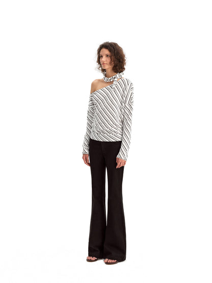 Striped Off-the-shoulder Knit