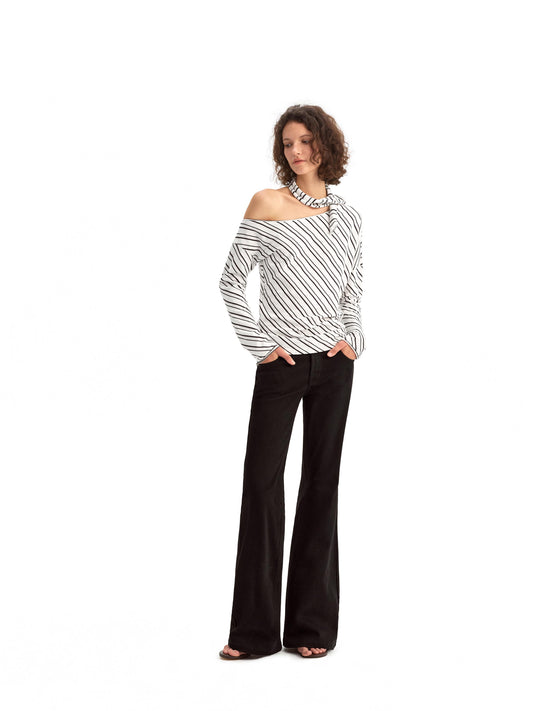 Striped Off-the-shoulder Knit