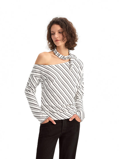 Striped Off-the-shoulder Knit