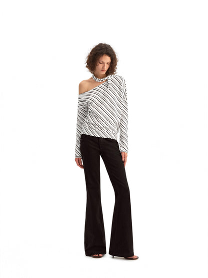 Striped Off-the-shoulder Knit