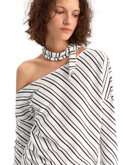 Striped Off-the-shoulder Knit