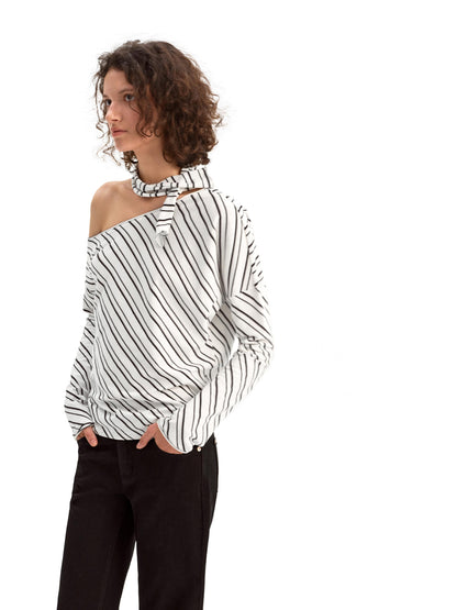 Striped Off-the-shoulder Knit