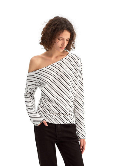 Striped Off-the-shoulder Knit