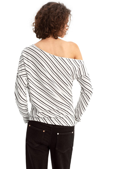 Striped Off-the-shoulder Knit