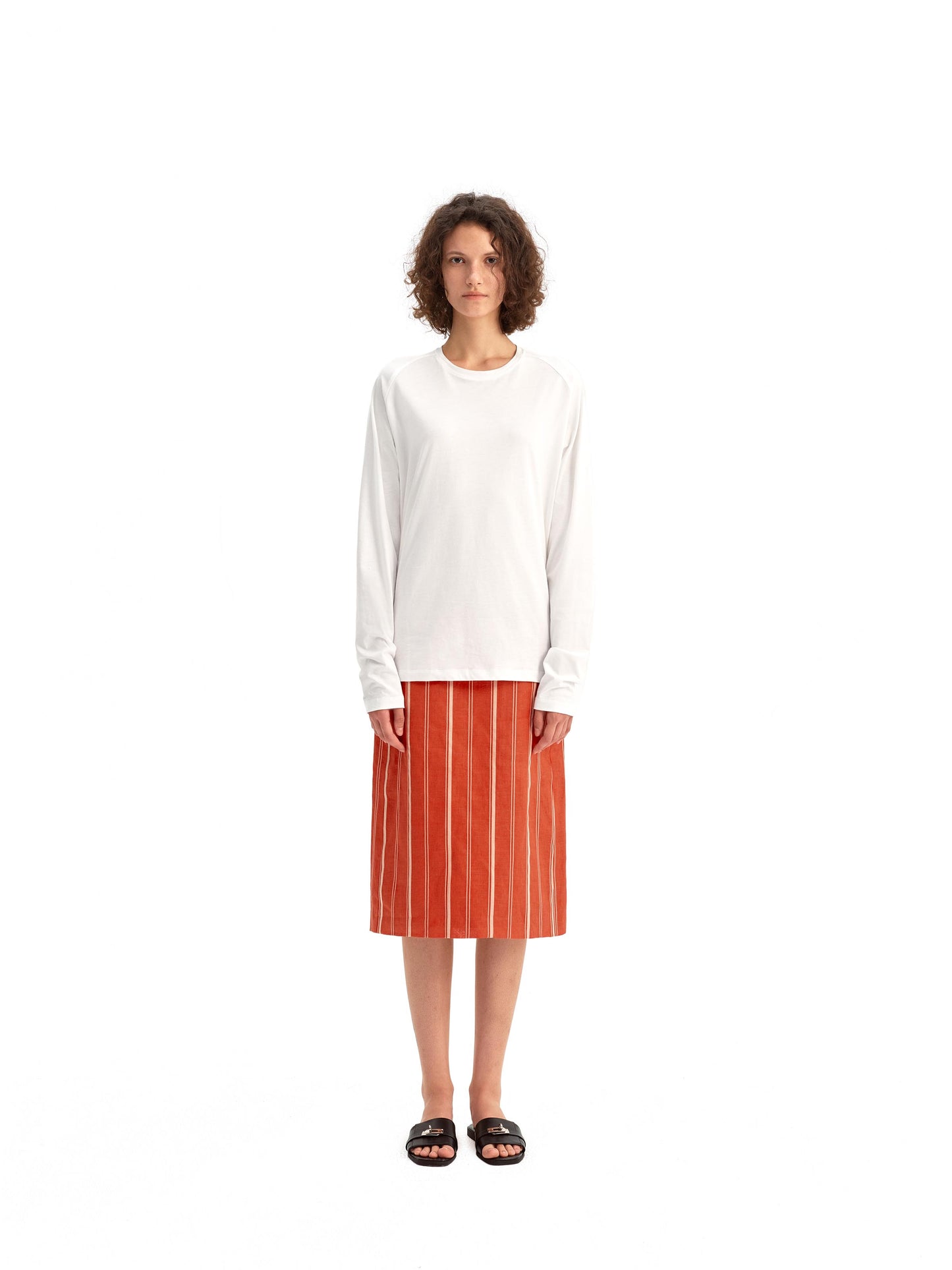 Red & White Striped Wrap Skirt