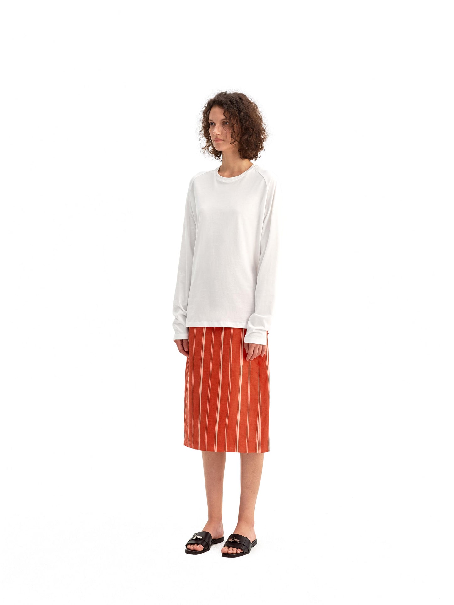 Red & White Striped Wrap Skirt