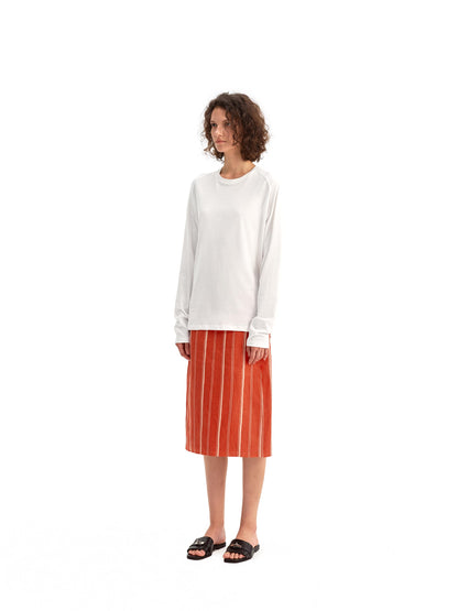 Red & White Striped Wrap Skirt