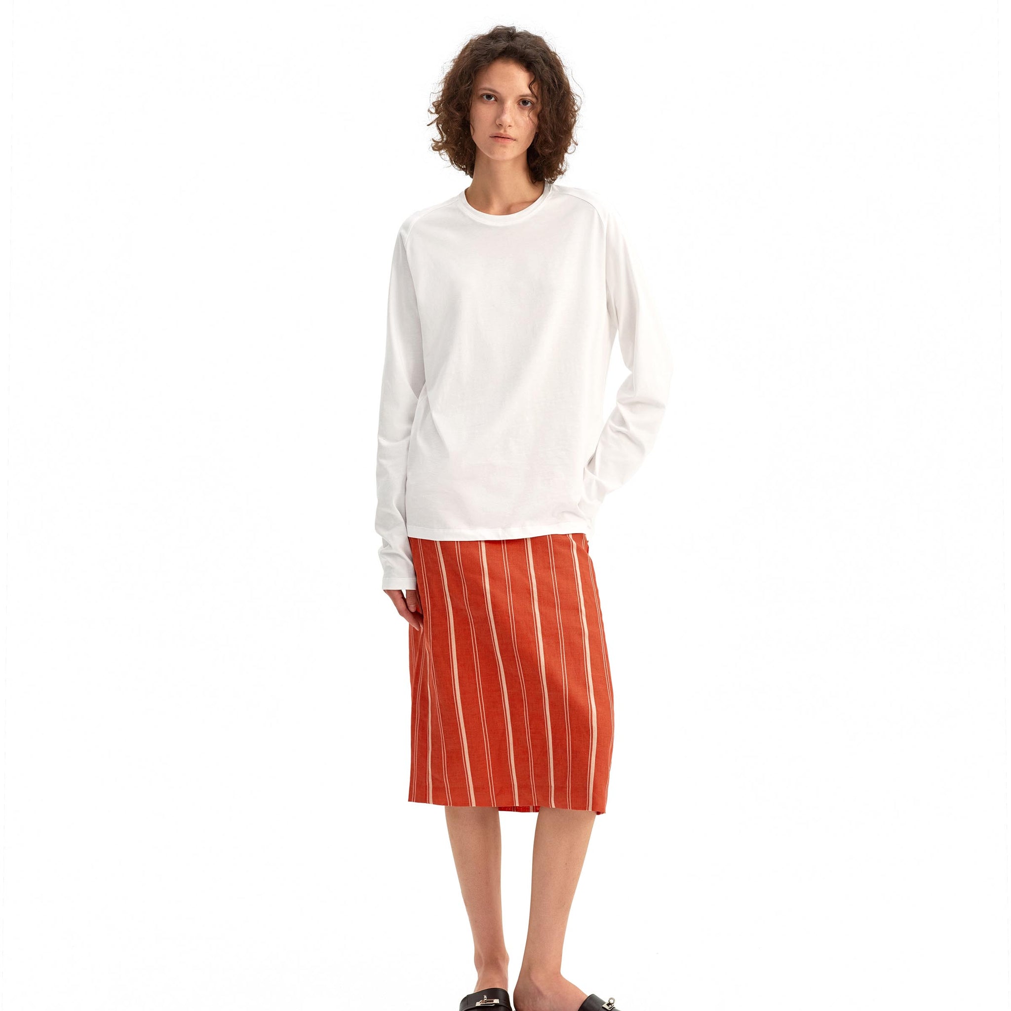 Red & White Striped Wrap Skirt