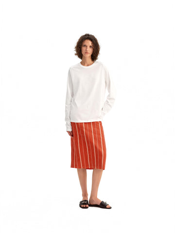 Red & White Striped Wrap Skirt