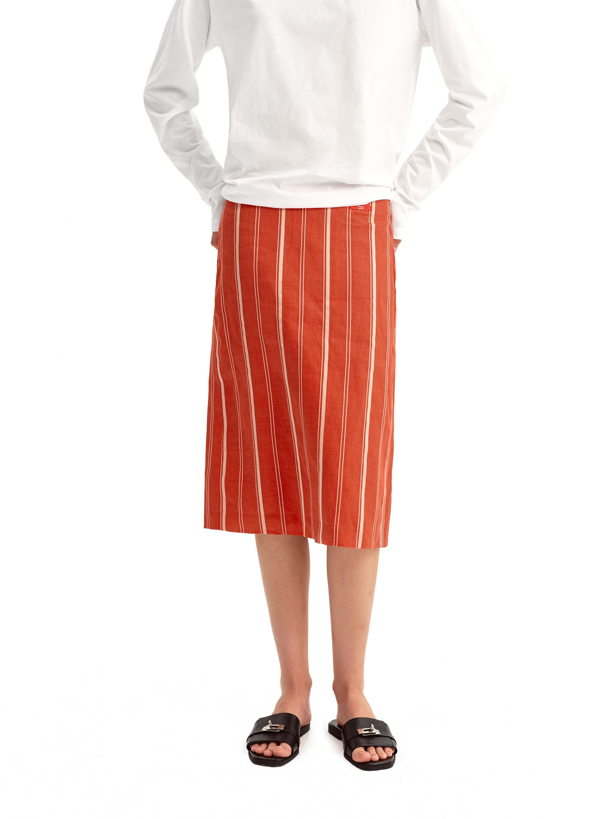 Red & White Striped Wrap Skirt