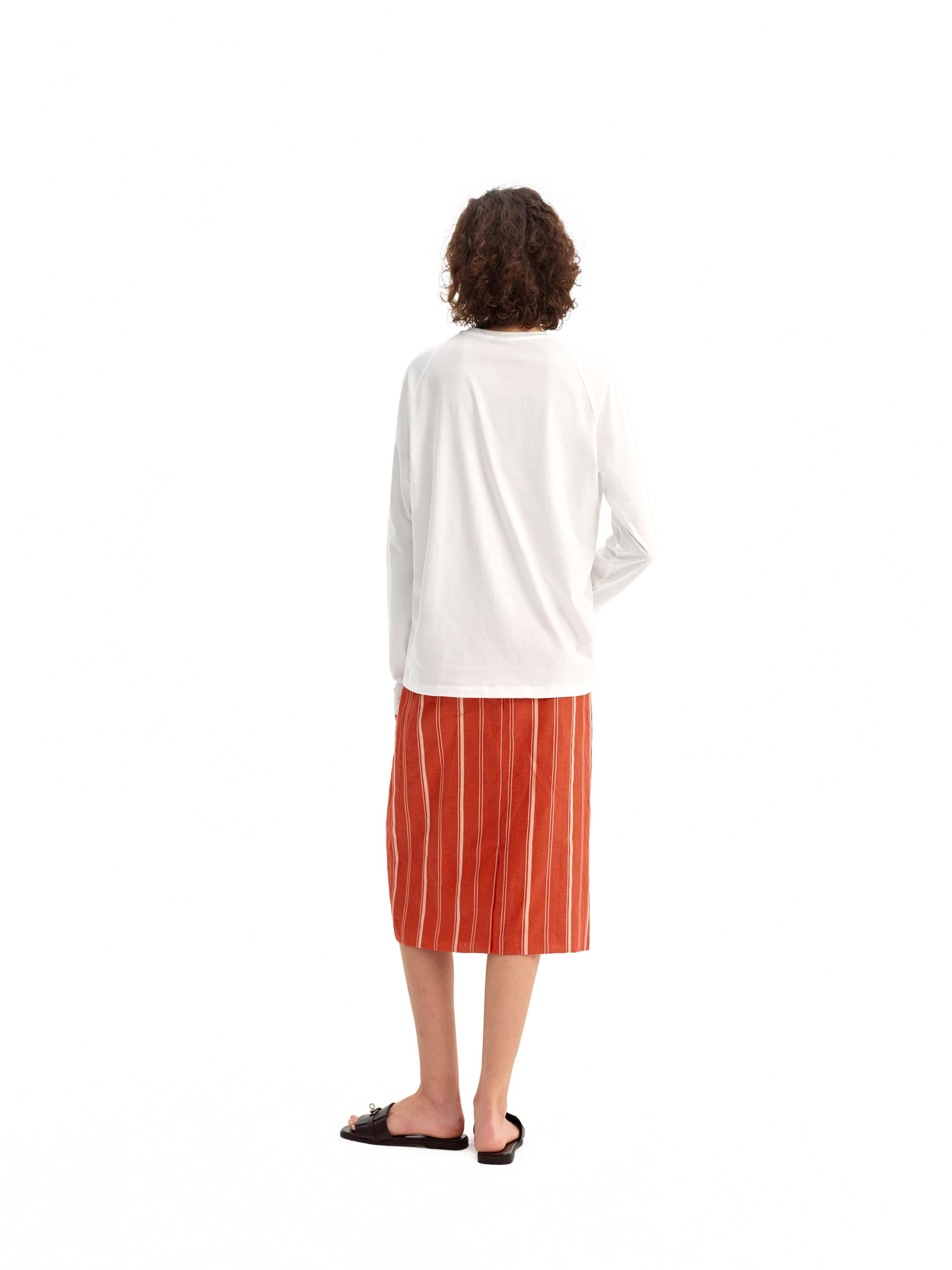 Red & White Striped Wrap Skirt