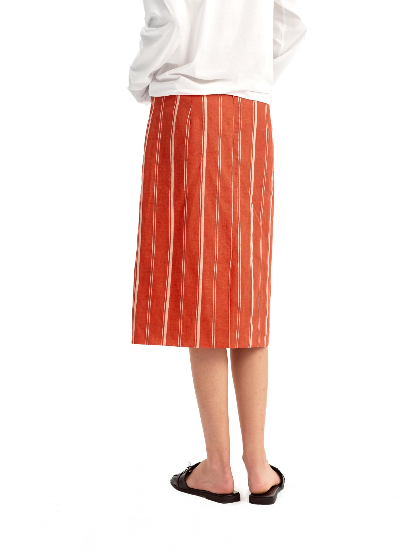 Red & White Striped Wrap Skirt