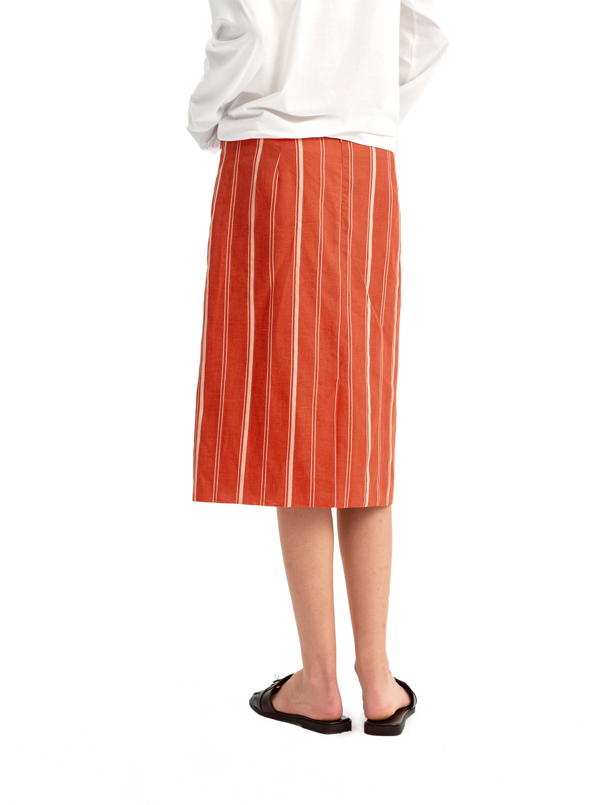 Red & White Striped Wrap Skirt