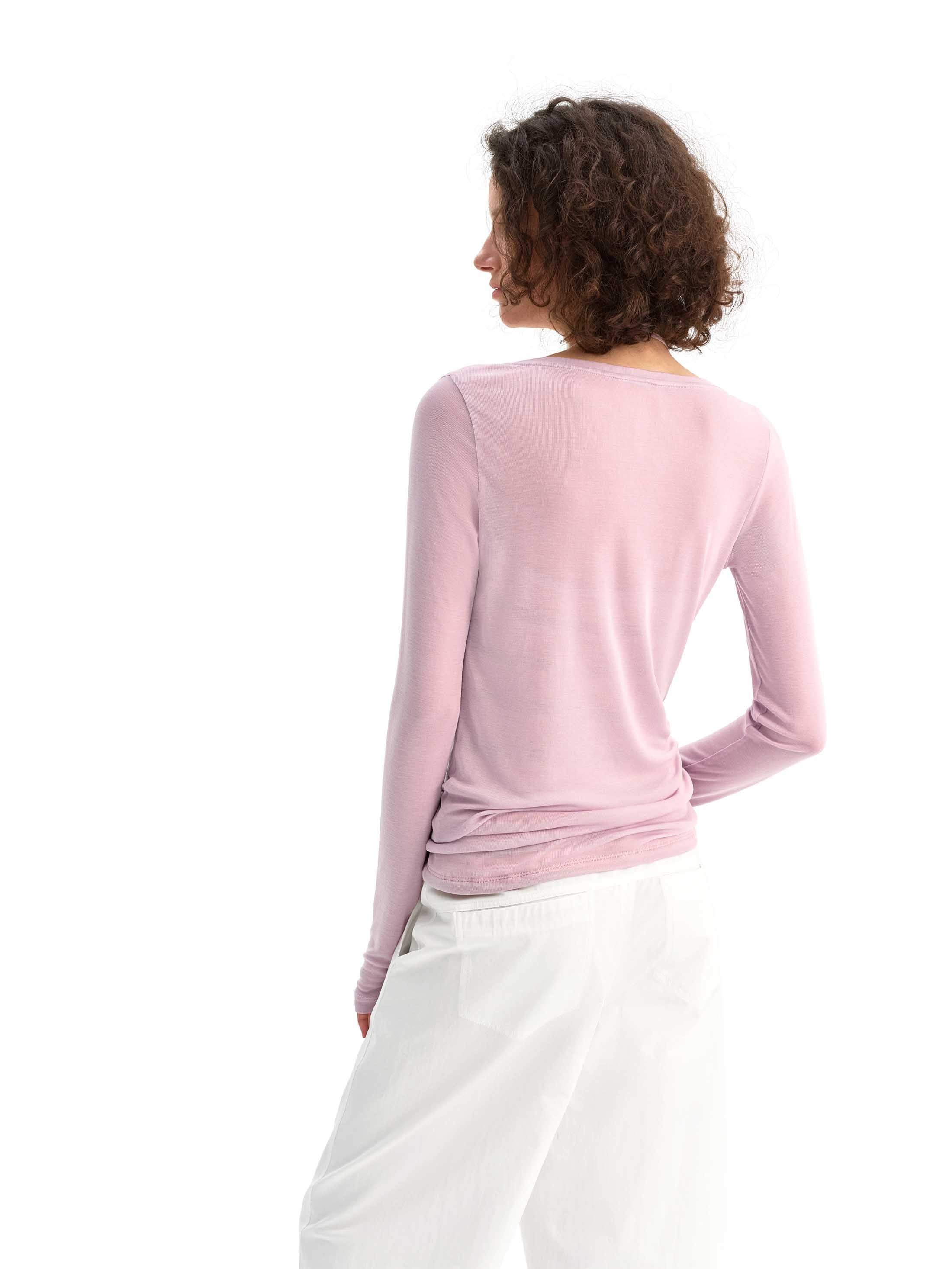 Soft Striped Faux Two-Piece Long-Sleeve Top