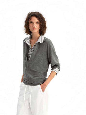 Layered Stripe V-Neck Shirt