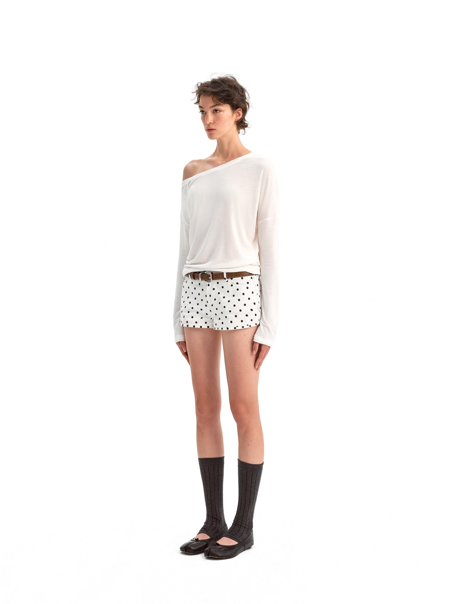 Off-the-shoulder Long-sleeved Knitwear