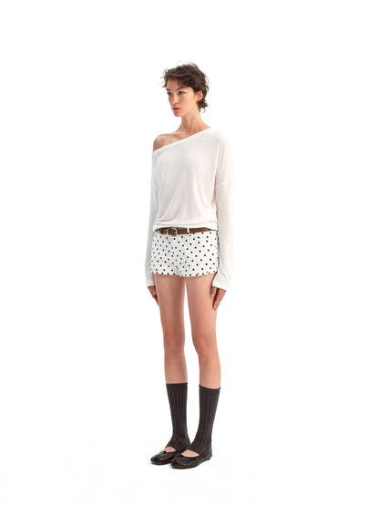 Off-the-shoulder Long-sleeved Knitwear
