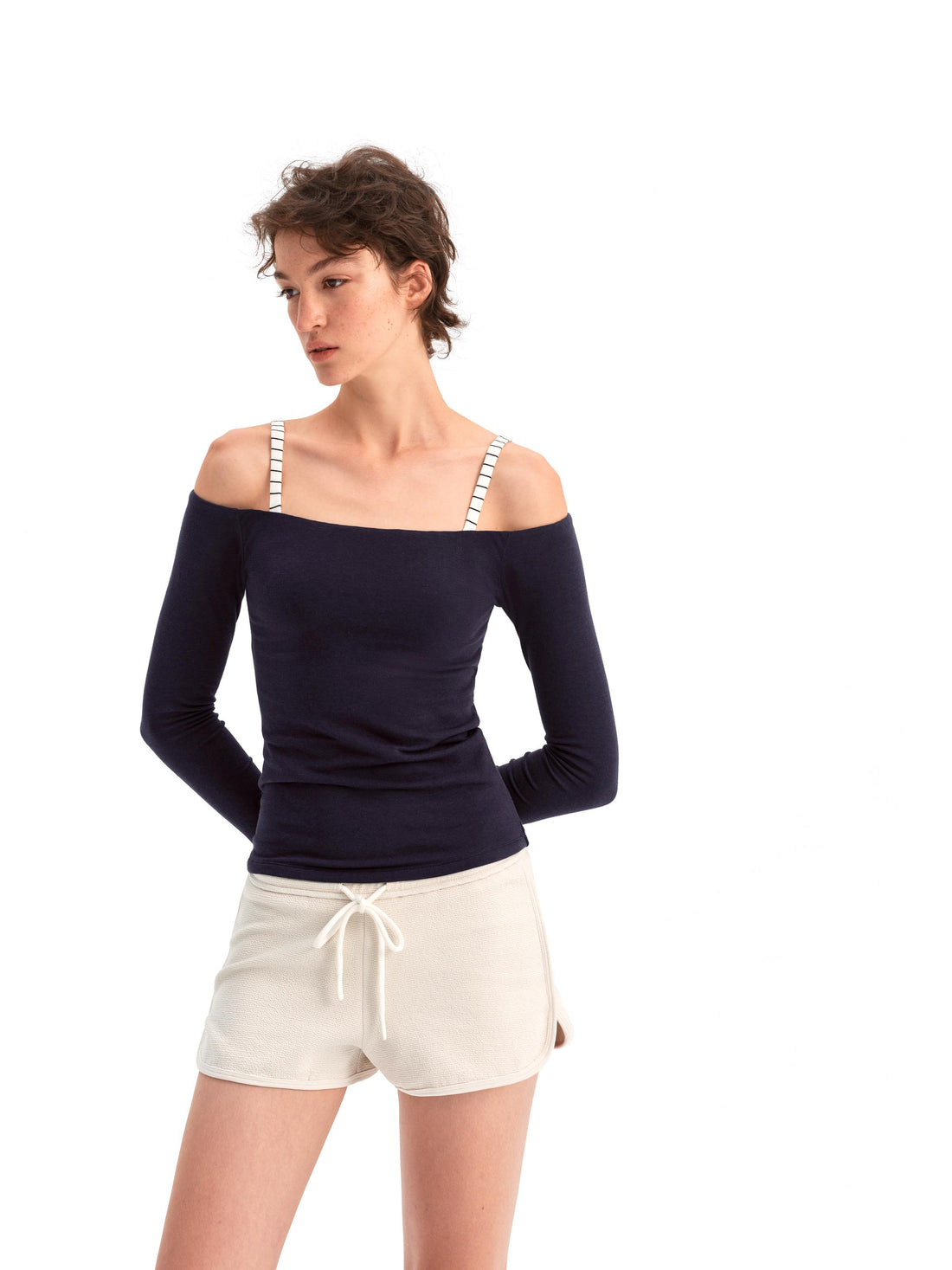 Off-Shoulder Layered Long Sleeve Tee