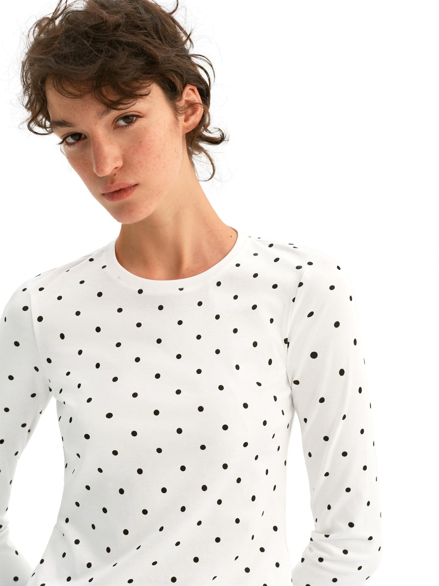 Polka-Dot 3/4 Sleeve Slim Top