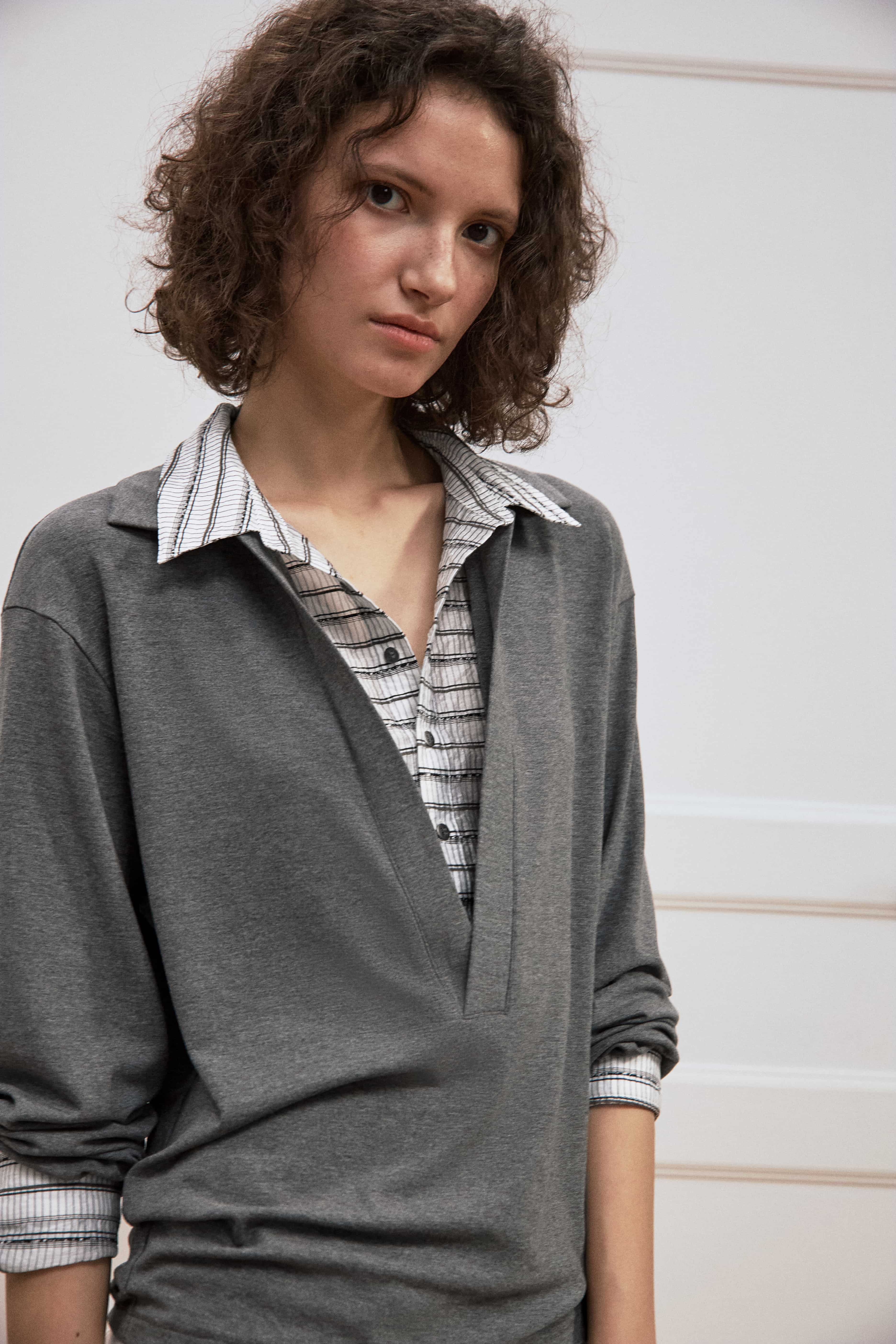 Layered Stripe V-Neck Shirt