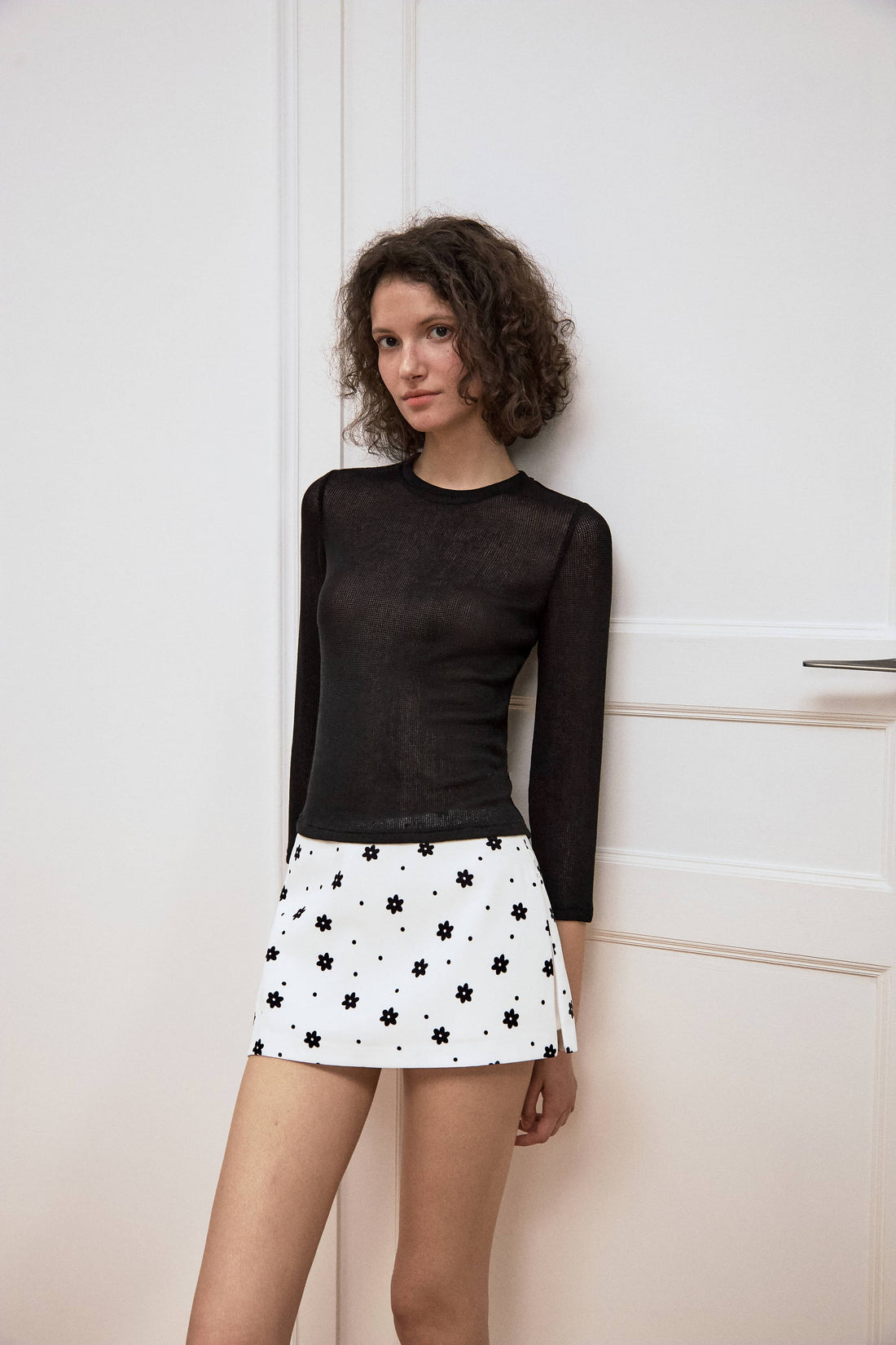 Low-Rise Floral Dot Mini Skort