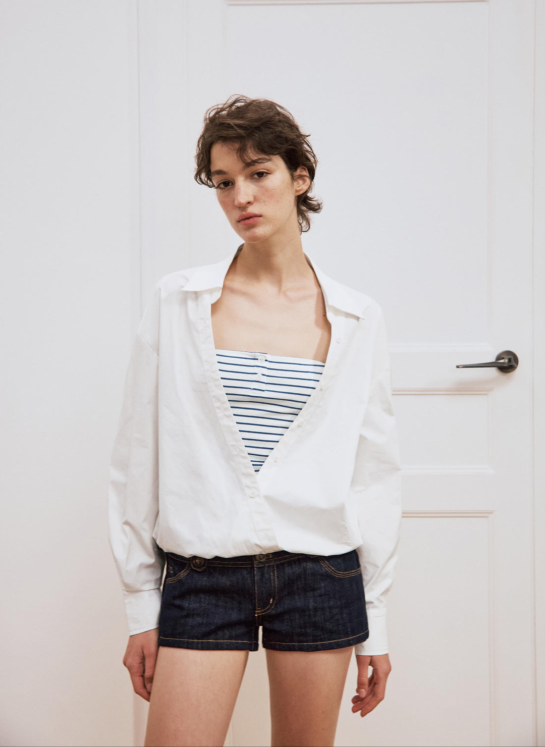 Layered Sailor Stripe V-Neck Shirt