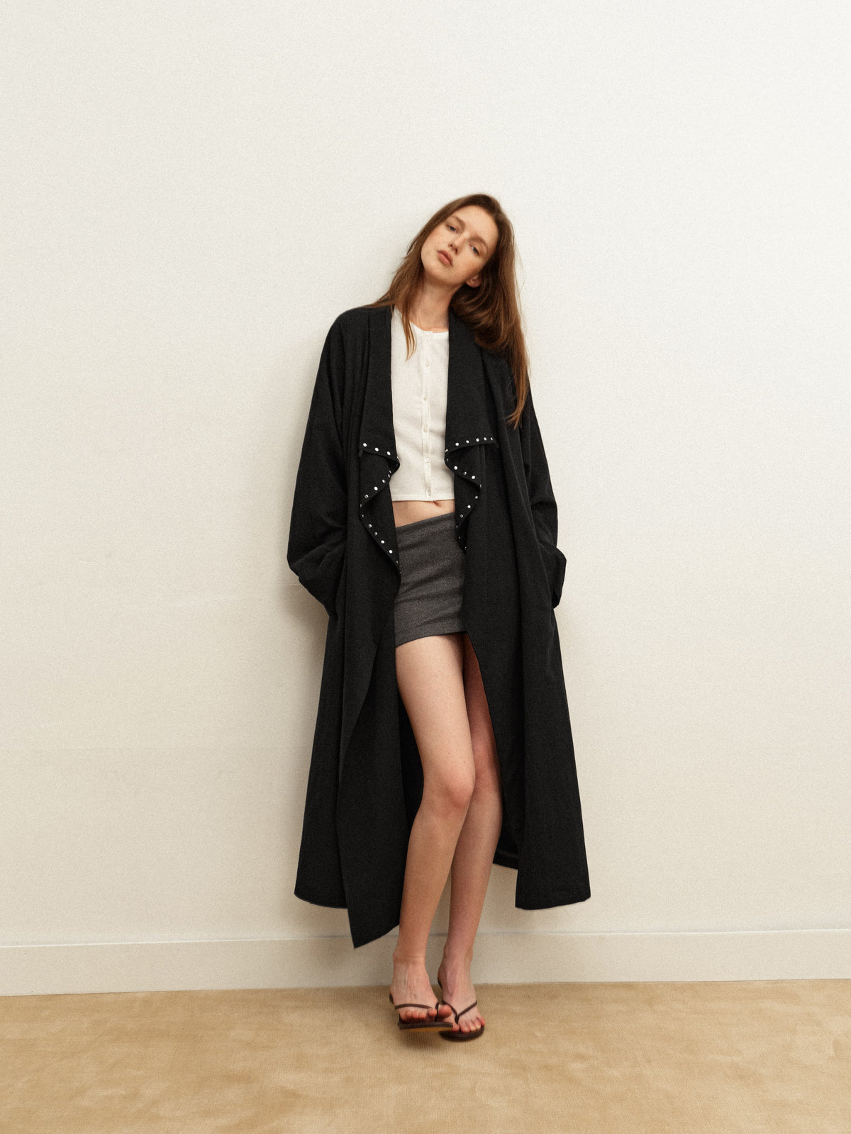 Tencel Draped Trench Coat