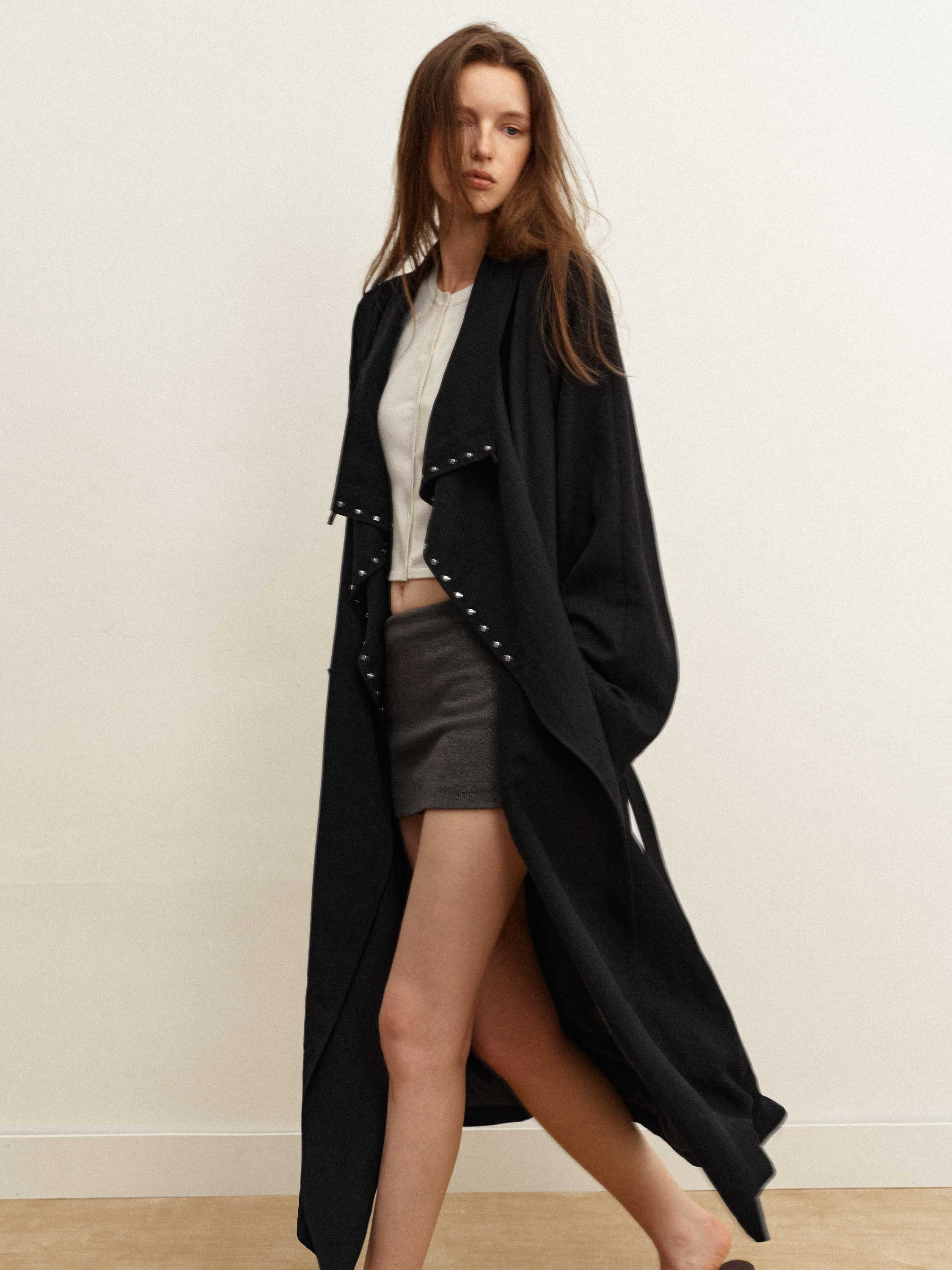 Tencel Draped Trench Coat