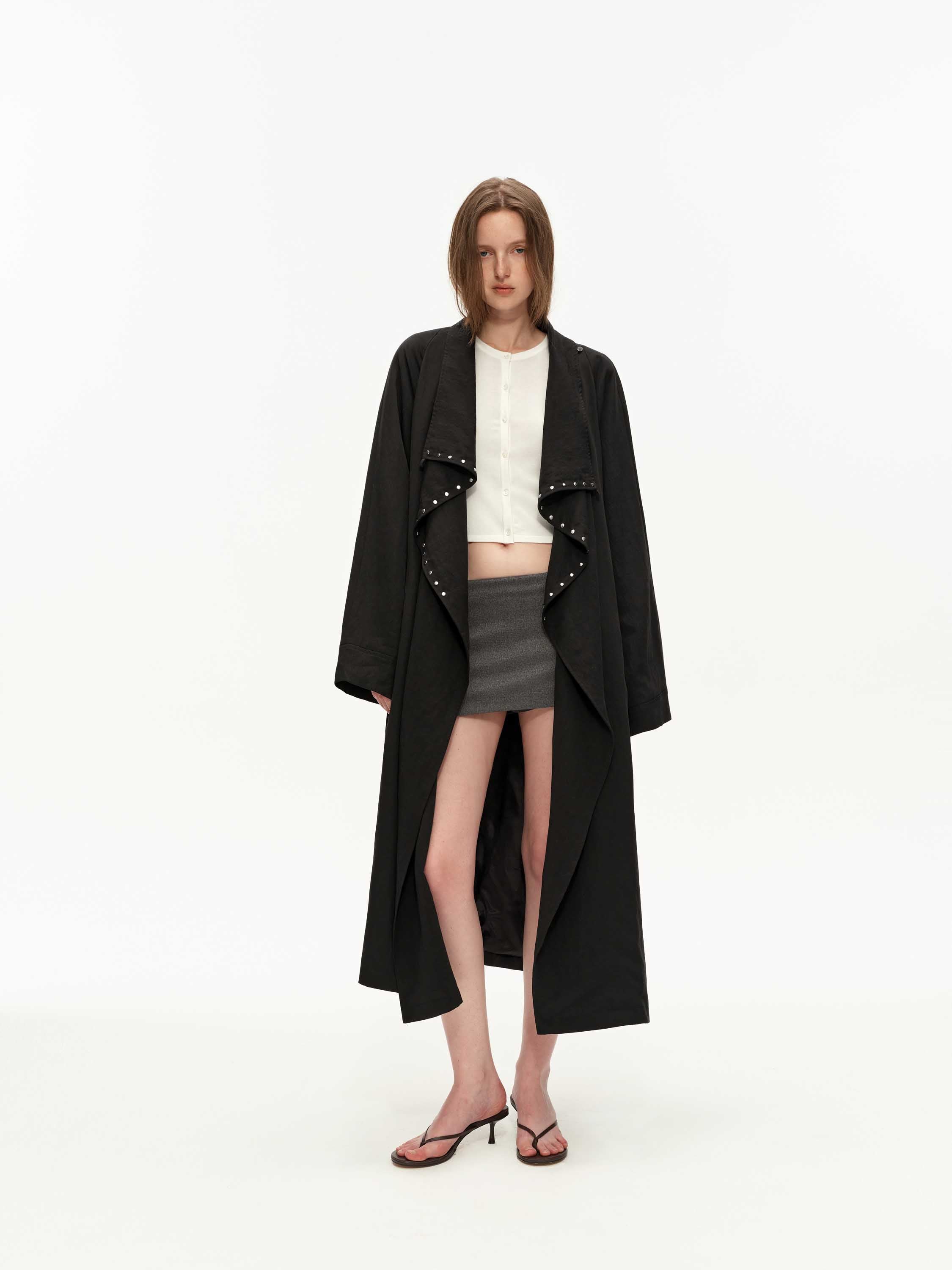 Tencel Draped Trench Coat