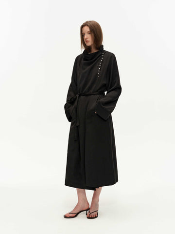 Tencel Draped Trench Coat