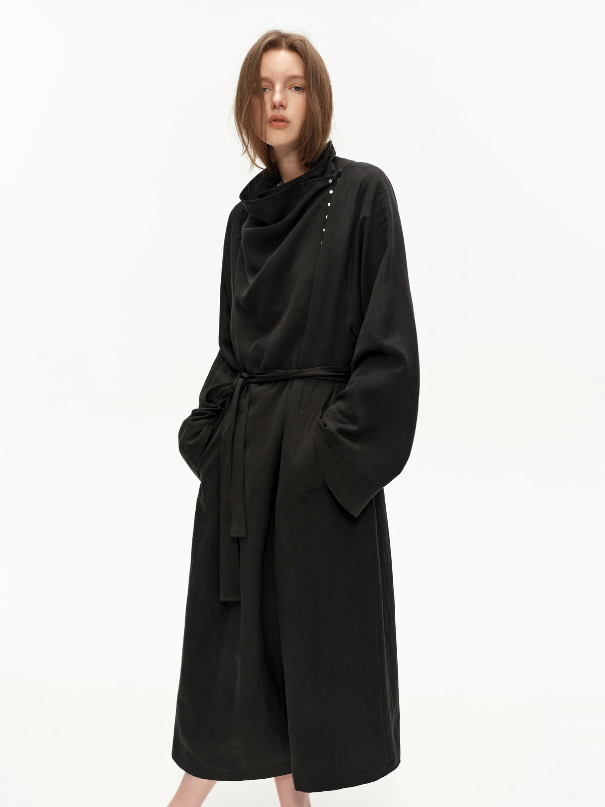 Tencel Draped Trench Coat