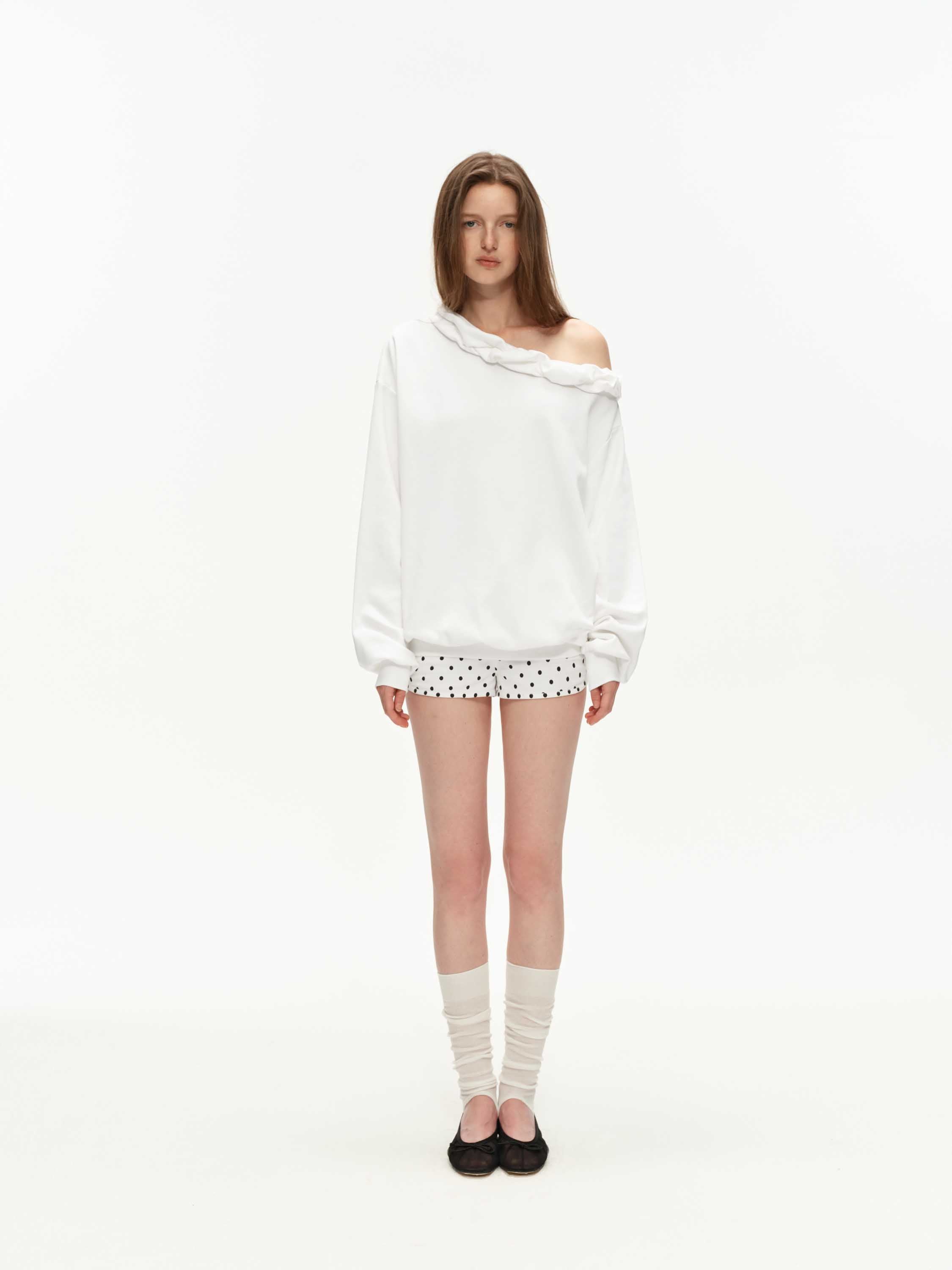 Off-Shoulder Ruffle Sweatshirt